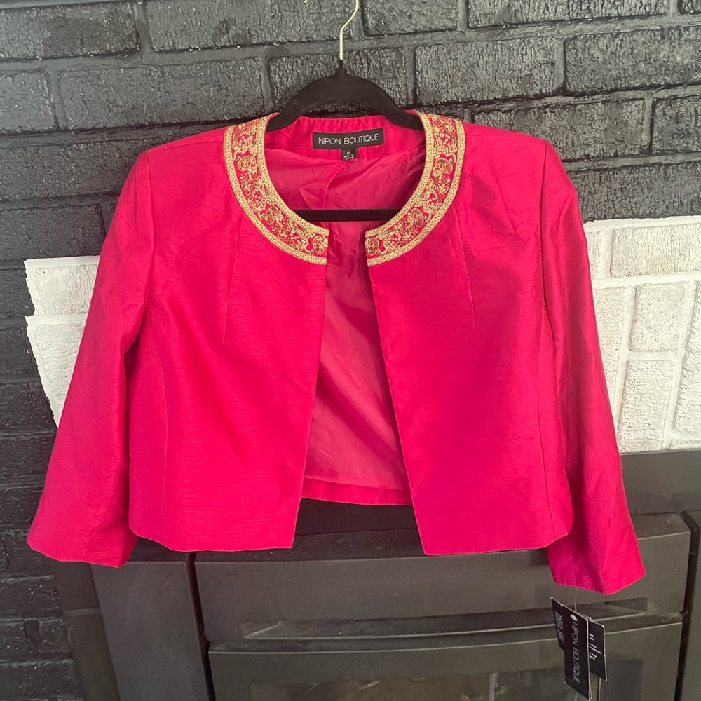 Albert Nipon Hot Pink Silk Jacket
